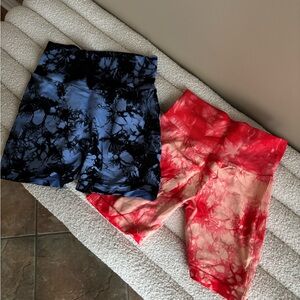 Trendy Tie-Dye Biker Shorts Set